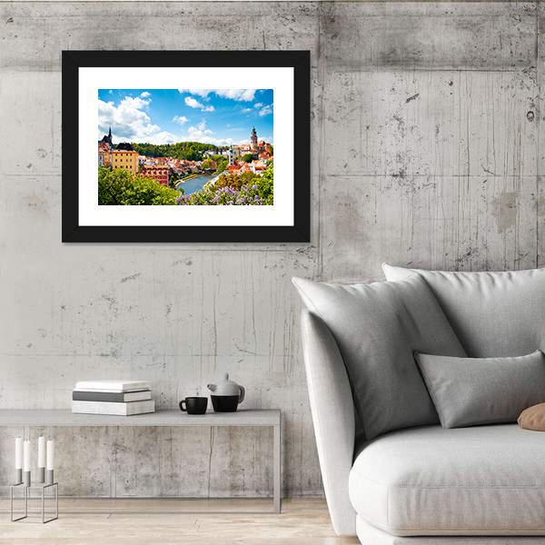 View To Tower Of Cesky Krumlov Canvas Wall Art-3 Horizontal-Gallery Wrap-25" x 16"-Tiaracle