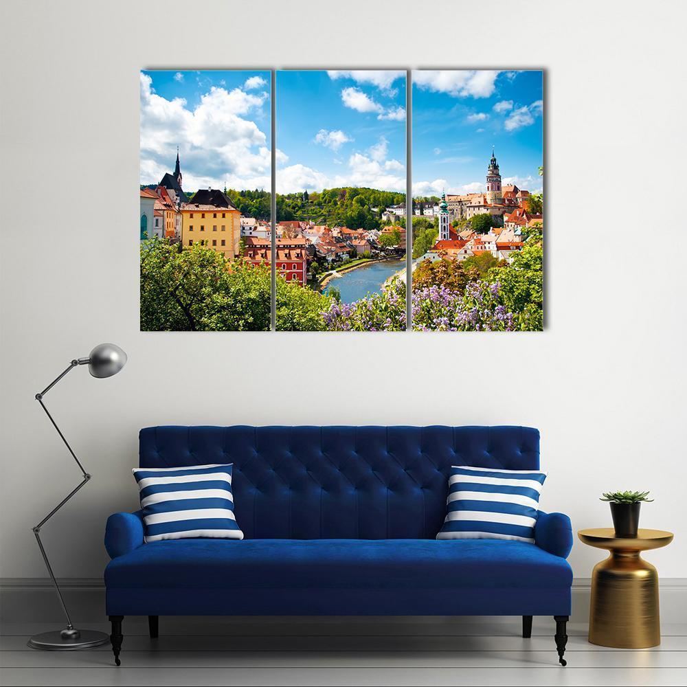 View To Tower Of Cesky Krumlov Canvas Wall Art-3 Horizontal-Gallery Wrap-37" x 24"-Tiaracle
