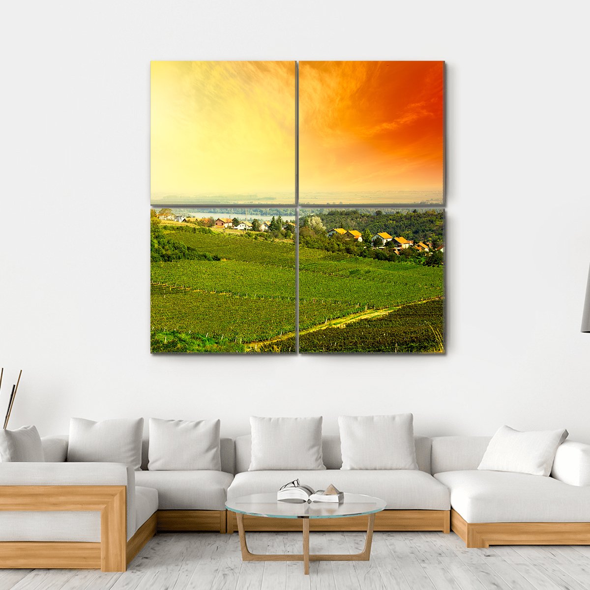 View To Vineyard In Serbia Canvas Wall Art-4 Square-Gallery Wrap-17" x 17"-Tiaracle