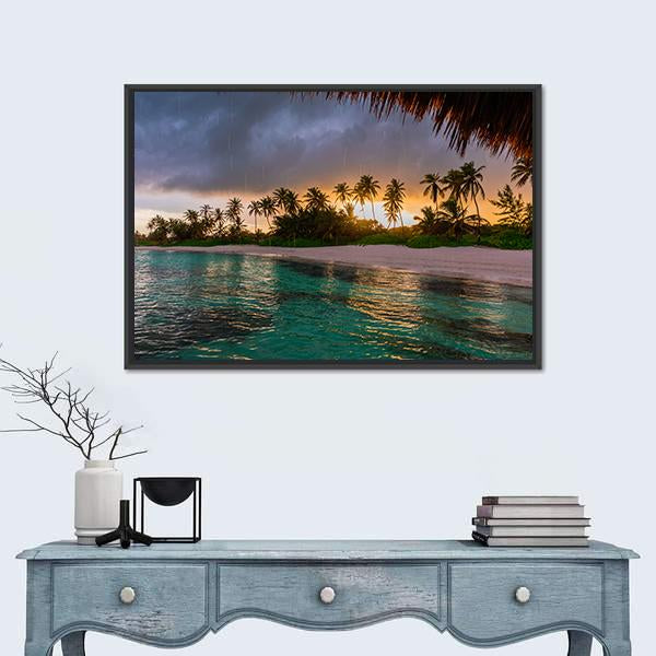 View Toward Tropical Beach Canvas Wall Art-1 Piece-Floating Frame-24" x 16"-Tiaracle