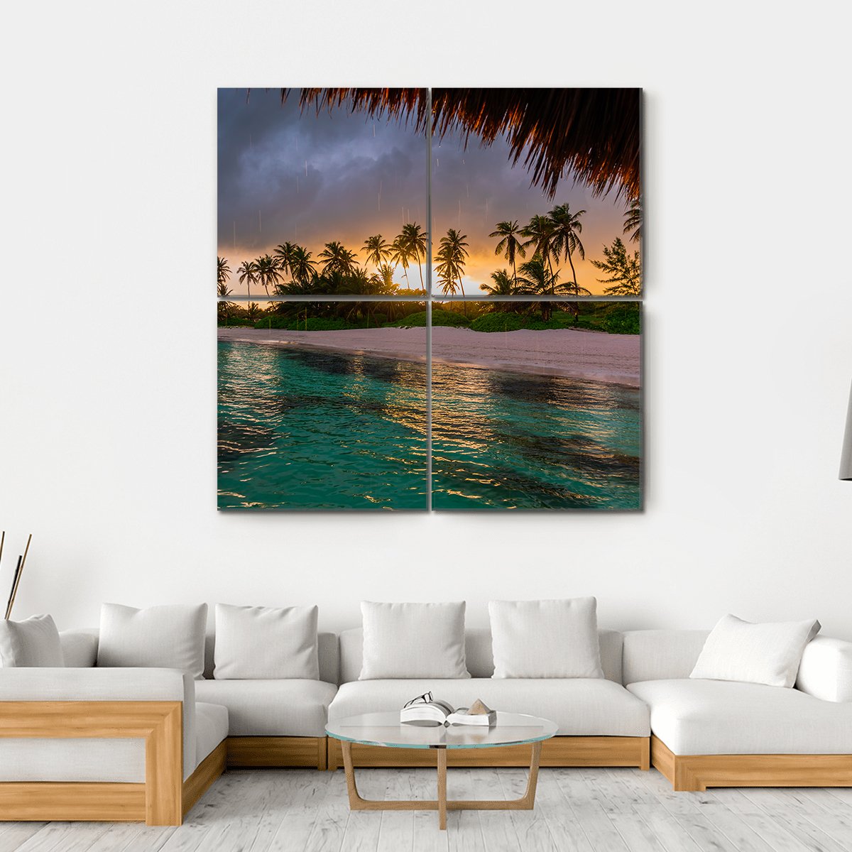 View Toward Tropical Beach Canvas Wall Art-4 Square-Gallery Wrap-17" x 17"-Tiaracle