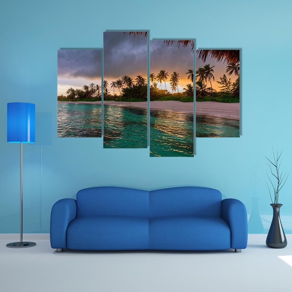 View Toward Tropical Beach Canvas Wall Art-4 Pop-Gallery Wrap-50" x 32"-Tiaracle