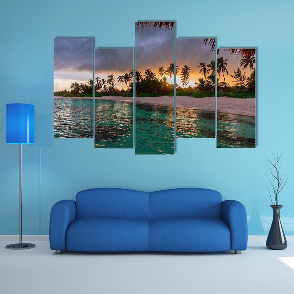 View Toward Tropical Beach Canvas Wall Art-5 Star-Gallery Wrap-62" x 32"-Tiaracle