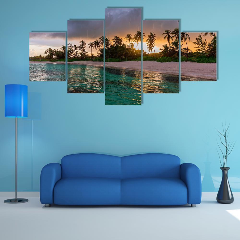 View Toward Tropical Beach Canvas Wall Art-5 Star-Gallery Wrap-62" x 32"-Tiaracle