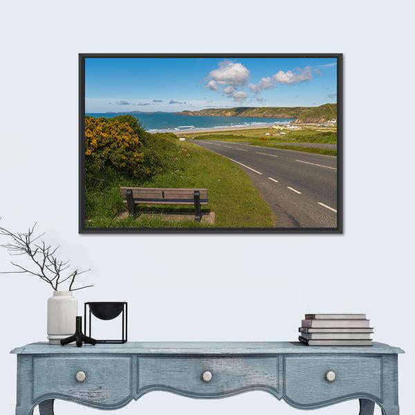 View Towards Newgale Canvas Wall Art-1 Piece-Floating Frame-24" x 16"-Tiaracle