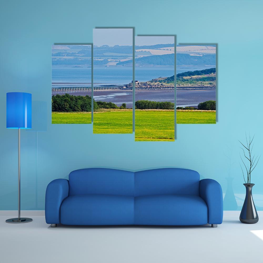 View Towards The Cramond Island Canvas Wall Art-4 Pop-Gallery Wrap-50" x 32"-Tiaracle
