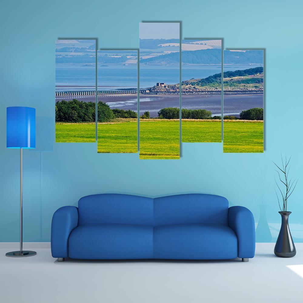 View Towards The Cramond Island Canvas Wall Art-5 Pop-Gallery Wrap-47" x 32"-Tiaracle