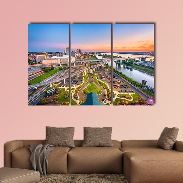 Mud Island Aerial View Canvas Wall Art-3 Horizontal-Gallery Wrap-37" x 24"-Tiaracle