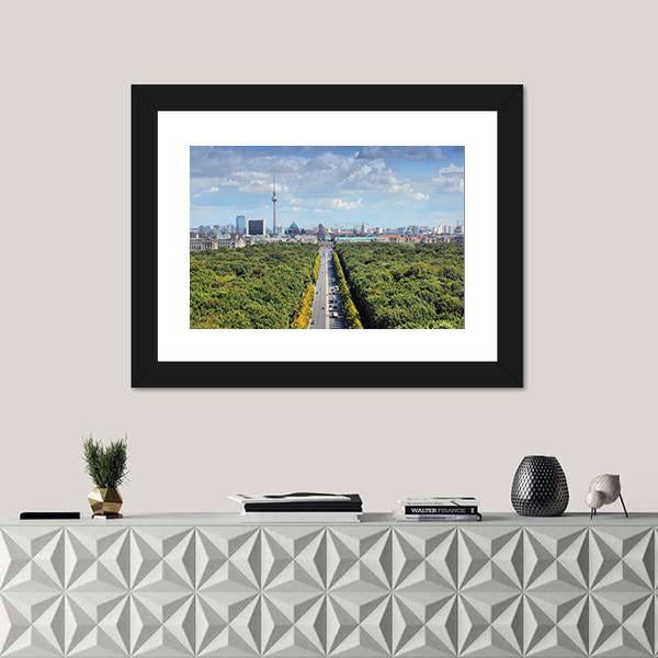 View With Tiergarten Park And TV Tower Canvas Wall Art-1 Piece-Framed Print-20" x 16"-Tiaracle