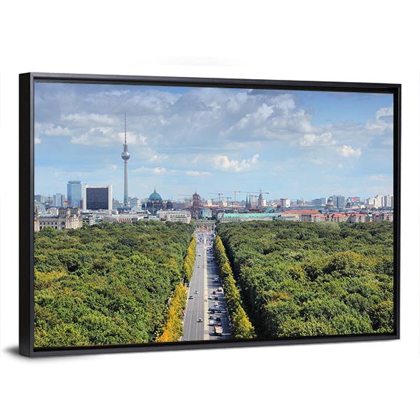 View With Tiergarten Park And TV Tower Canvas Wall Art-3 Horizontal-Gallery Wrap-25&quot; x 16&quot;-Tiaracle