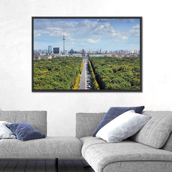 View With Tiergarten Park And TV Tower Canvas Wall Art-3 Horizontal-Gallery Wrap-25&quot; x 16&quot;-Tiaracle