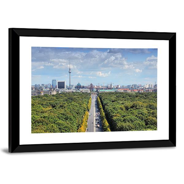 View With Tiergarten Park And TV Tower Canvas Wall Art-3 Horizontal-Gallery Wrap-25&quot; x 16&quot;-Tiaracle