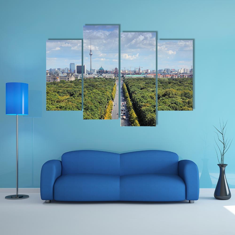 View With Tiergarten Park And TV Tower Canvas Wall Art-4 Pop-Gallery Wrap-50" x 32"-Tiaracle