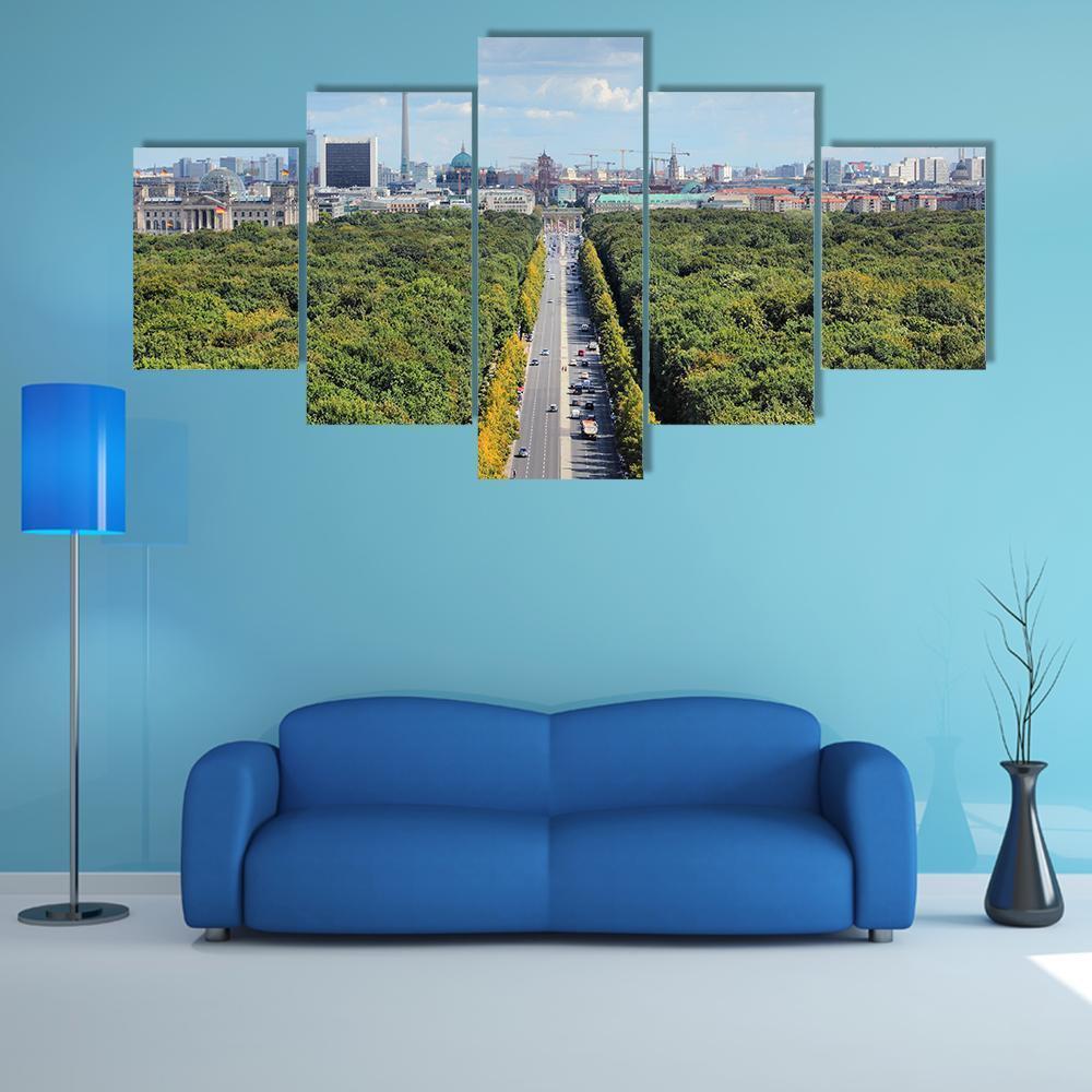 View With Tiergarten Park And TV Tower Canvas Wall Art-5 Pop-Gallery Wrap-47" x 32"-Tiaracle