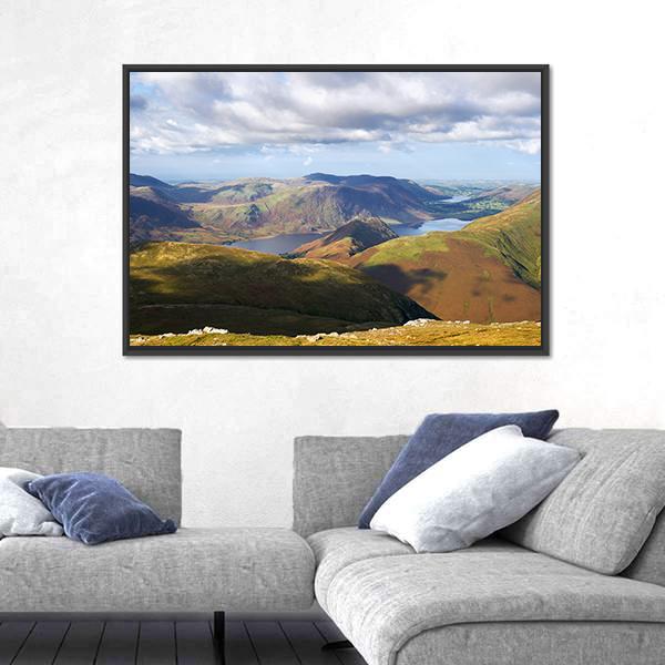 Views Of Lake Buttermere With Mountains Canvas Wall Art-3 Horizontal-Gallery Wrap-25" x 16"-Tiaracle