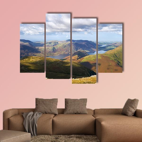 Views Of Lake Buttermere With Mountains Canvas Wall Art-4 Pop-Gallery Wrap-50" x 32"-Tiaracle
