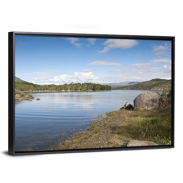 Views Of The Reservoir Of El Burguillo In Avila Spain Canvas Wall Art-3 Horizontal-Gallery Wrap-25" x 16"-Tiaracle