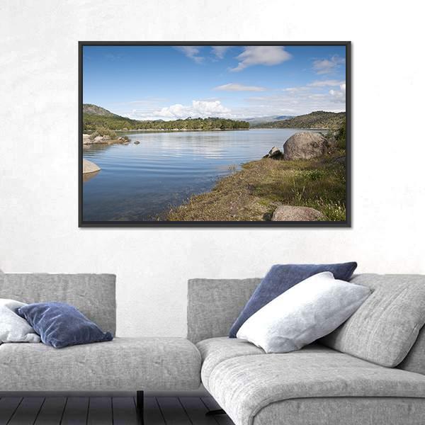 Views Of The Reservoir Of El Burguillo In Avila Spain Canvas Wall Art-3 Horizontal-Gallery Wrap-25" x 16"-Tiaracle