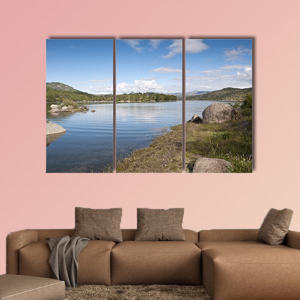 Views Of The Reservoir Of El Burguillo In Avila Spain Canvas Wall Art-3 Horizontal-Gallery Wrap-37" x 24"-Tiaracle