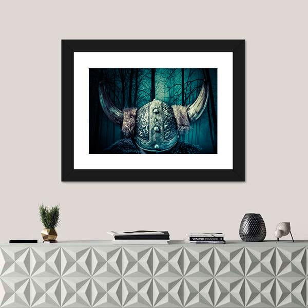 Viking Warrior In Helmet Canvas Wall Art-1 Piece-Framed Print-20" x 16"-Tiaracle