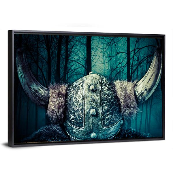 Viking Warrior In Helmet Canvas Wall Art-3 Horizontal-Gallery Wrap-25" x 16"-Tiaracle