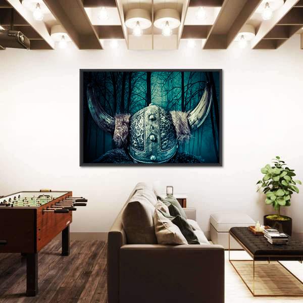 Viking Warrior In Helmet Canvas Wall Art-3 Horizontal-Gallery Wrap-25" x 16"-Tiaracle
