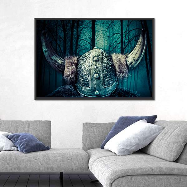 Viking Warrior In Helmet Canvas Wall Art-5 Horizontal-Gallery Wrap-22" x 12"-Tiaracle