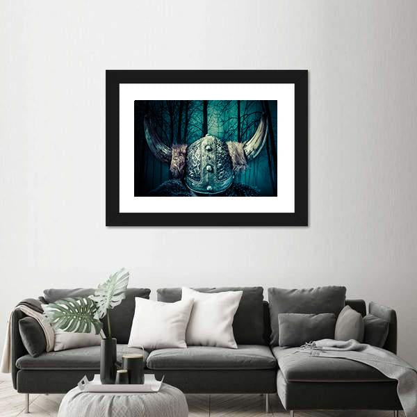 Viking Warrior In Helmet Canvas Wall Art-5 Horizontal-Gallery Wrap-22" x 12"-Tiaracle