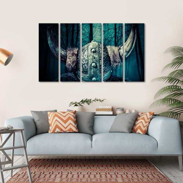 Viking Warrior In Helmet Canvas Wall Art-5 Horizontal-Gallery Wrap-22" x 12"-Tiaracle