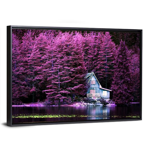 Villa On Calm Lake Canvas Wall Art-3 Horizontal-Gallery Wrap-25" x 16"-Tiaracle