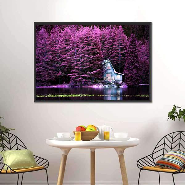 Villa On Calm Lake Canvas Wall Art-3 Horizontal-Gallery Wrap-25" x 16"-Tiaracle