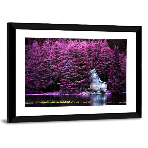 Villa On Calm Lake Canvas Wall Art-3 Horizontal-Gallery Wrap-25" x 16"-Tiaracle