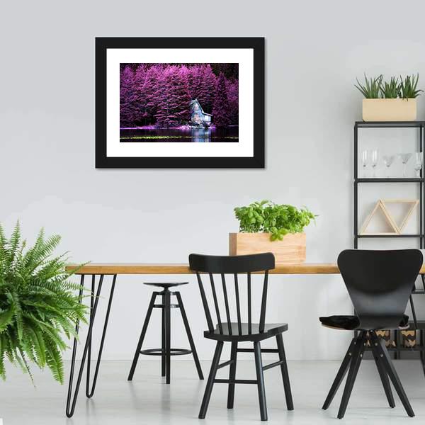 Villa On Calm Lake Canvas Wall Art-3 Horizontal-Gallery Wrap-25" x 16"-Tiaracle