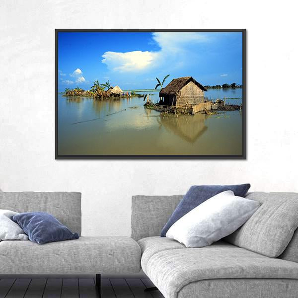 Village In Bangladesh Panoramic Canvas Wall Art-1 Piece-36" x 12"-Tiaracle