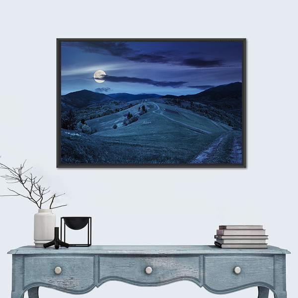 Village Near Forest In Mountains Canvas Wall Art-1 Piece-Floating Frame-24" x 16"-Tiaracle