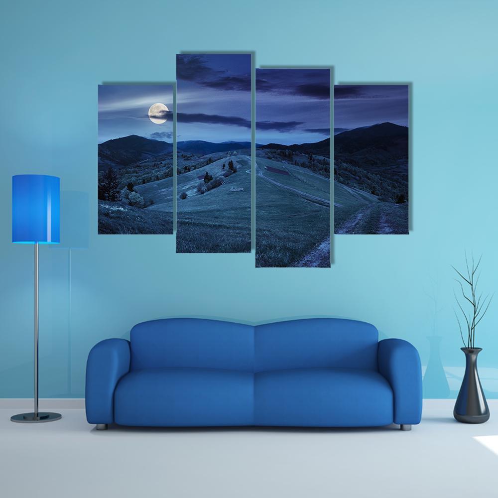 Village Near Forest In Mountains Canvas Wall Art-4 Pop-Gallery Wrap-50" x 32"-Tiaracle