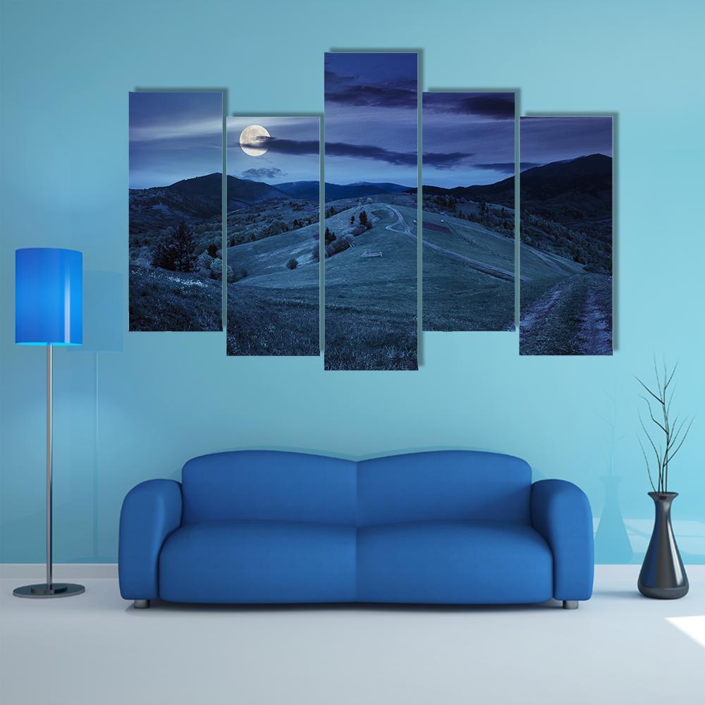 Village Near Forest In Mountains Canvas Wall Art-5 Pop-Gallery Wrap-47" x 32"-Tiaracle