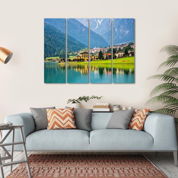 Village Near Lake Auronzo Canvas Wall Art-4 Horizontal-Gallery Wrap-34" x 24"-Tiaracle