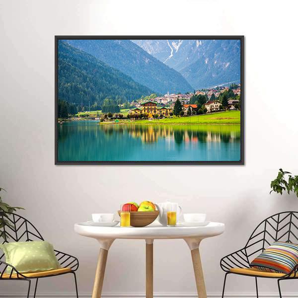 Village Near Lake Auronzo Canvas Wall Art-3 Horizontal-Gallery Wrap-25" x 16"-Tiaracle