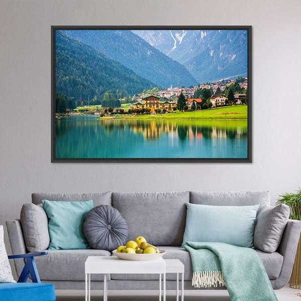 Village Near Lake Auronzo Canvas Wall Art-3 Horizontal-Gallery Wrap-25" x 16"-Tiaracle