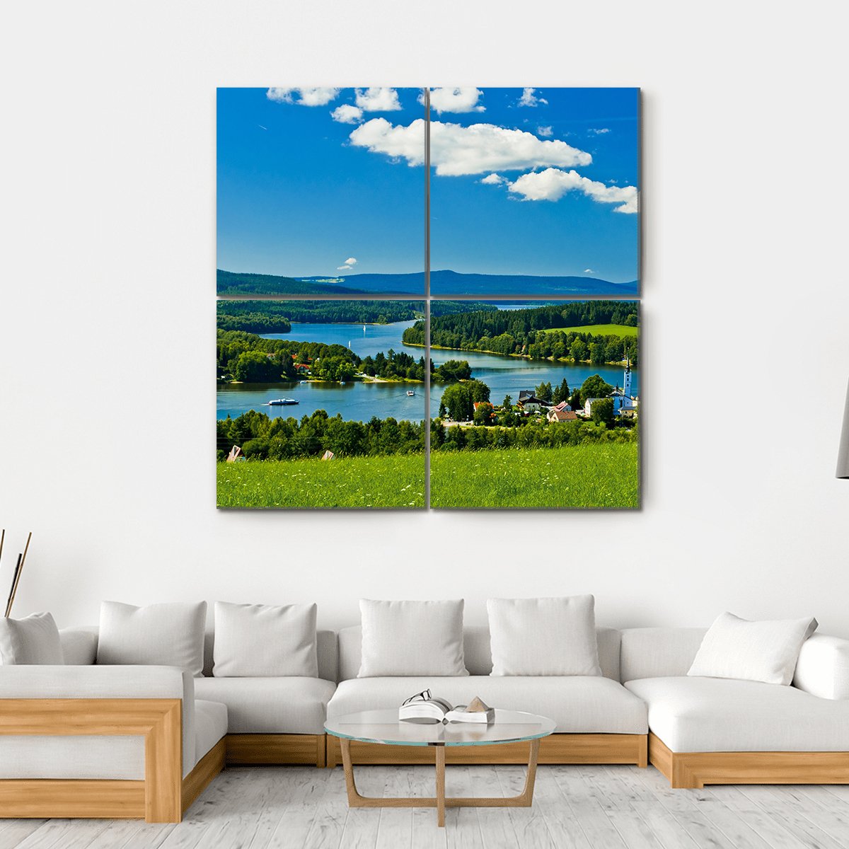 Village Near Lipno Lake Canvas Wall Art-4 Square-Gallery Wrap-17" x 17"-Tiaracle