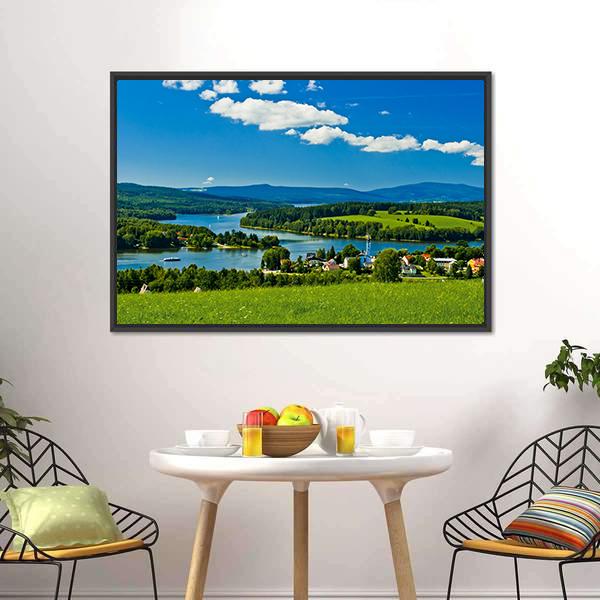 Village Near Lipno Lake Canvas Wall Art-3 Horizontal-Gallery Wrap-25" x 16"-Tiaracle