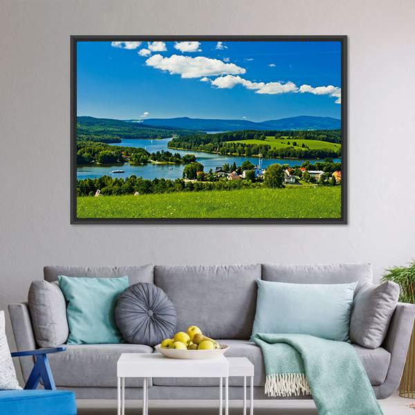 Village Near Lipno Lake Canvas Wall Art-3 Horizontal-Gallery Wrap-25" x 16"-Tiaracle