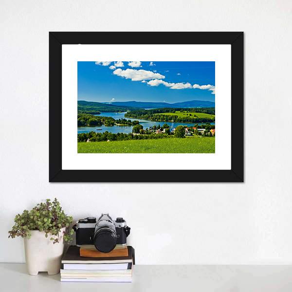 Village Near Lipno Lake Canvas Wall Art-1 Piece-Framed Print-20" x 16"-Tiaracle