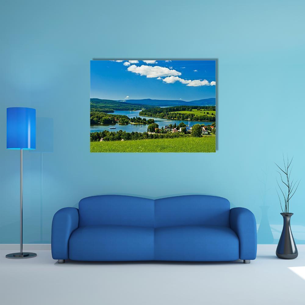 Village Near Lipno Lake Canvas Wall Art-1 Piece-Gallery Wrap-48" x 32"-Tiaracle