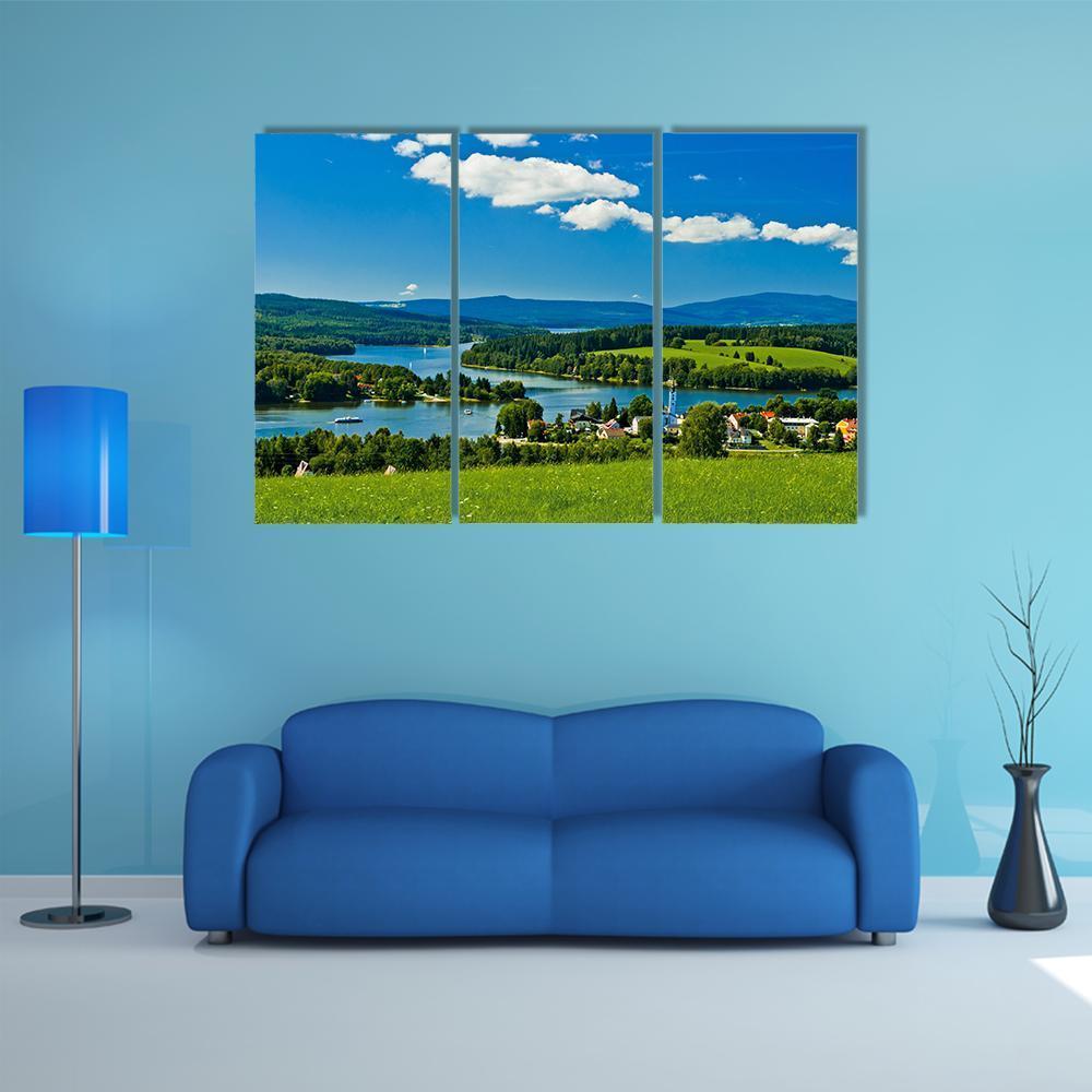 Village Near Lipno Lake Canvas Wall Art-3 Horizontal-Gallery Wrap-37" x 24"-Tiaracle