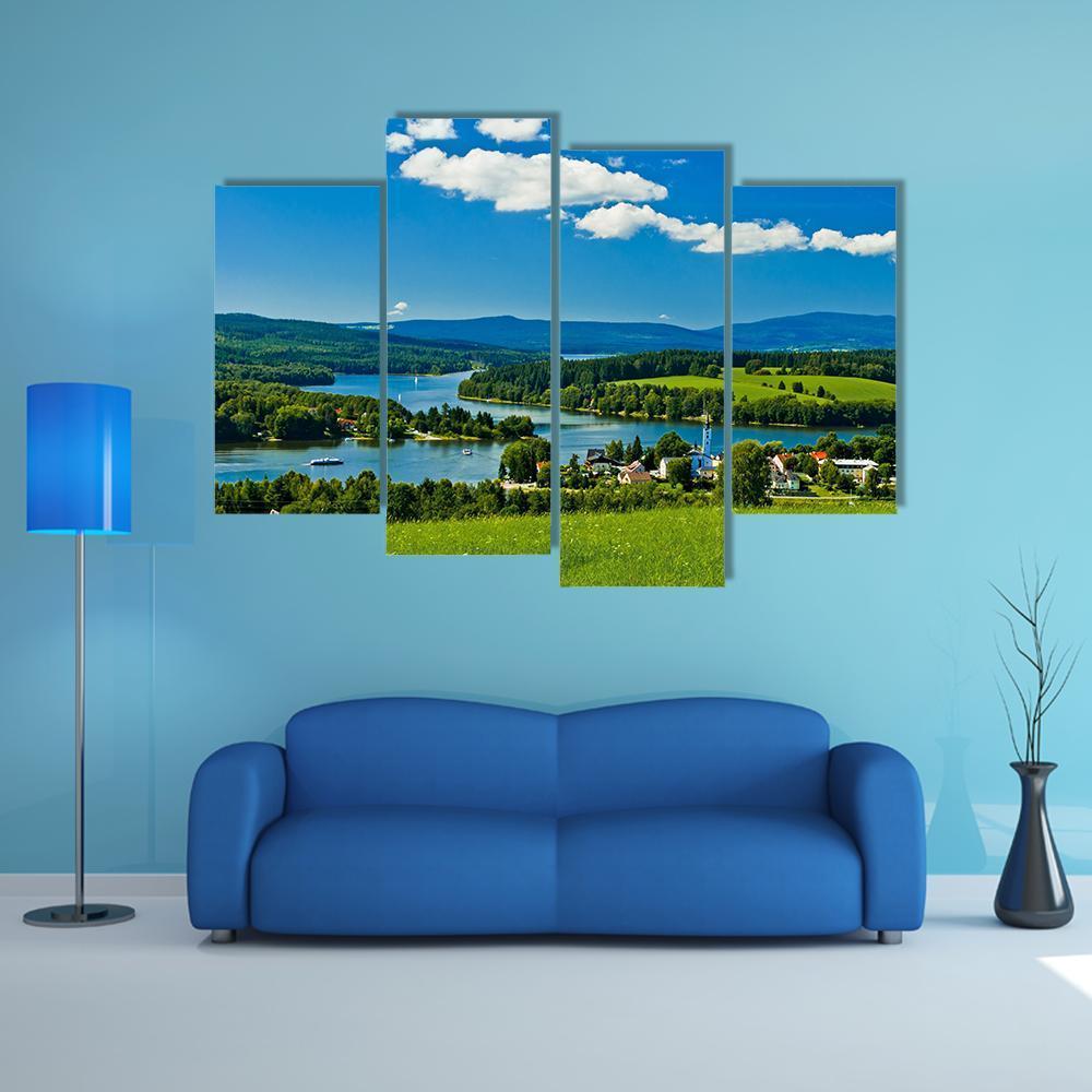 Village Near Lipno Lake Canvas Wall Art-4 Pop-Gallery Wrap-50" x 32"-Tiaracle