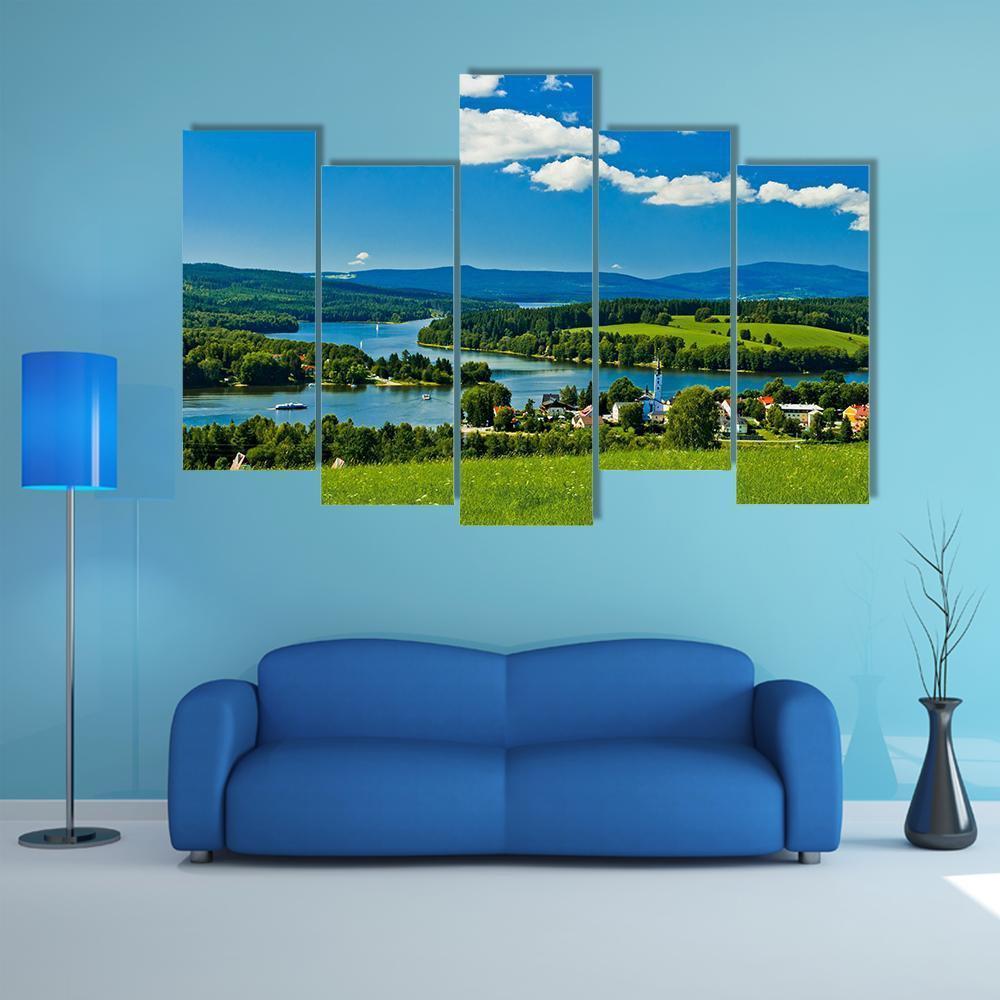 Village Near Lipno Lake Canvas Wall Art-5 Pop-Gallery Wrap-47" x 32"-Tiaracle