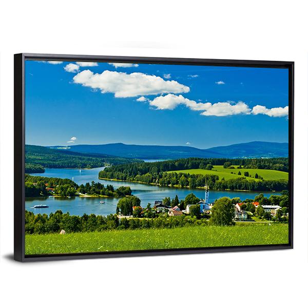 Village Near Lipno Lake Panoramic Canvas Wall Art-1 Piece-36" x 12"-Tiaracle