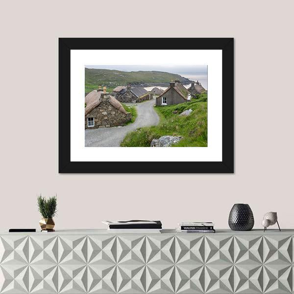 Village Of Ancient Blackhouses Canvas Wall Art-1 Piece-Framed Print-20" x 16"-Tiaracle
